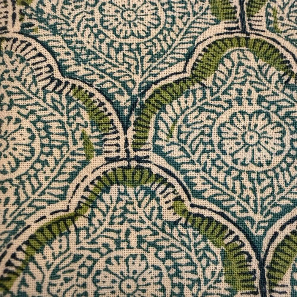 Set‎ Of 4 Blue Green & White Block Print Placemats & Cloth Napkins Boho Print